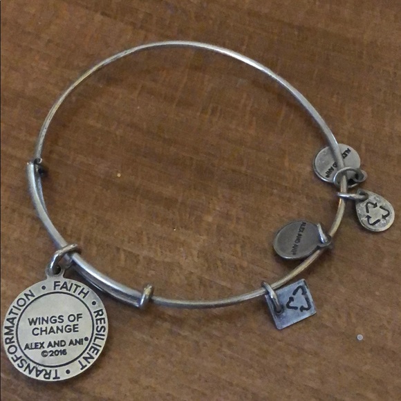 Alex + Ani stack of 4 bangles - Arrow, feather, OM - Picture 5 of 7